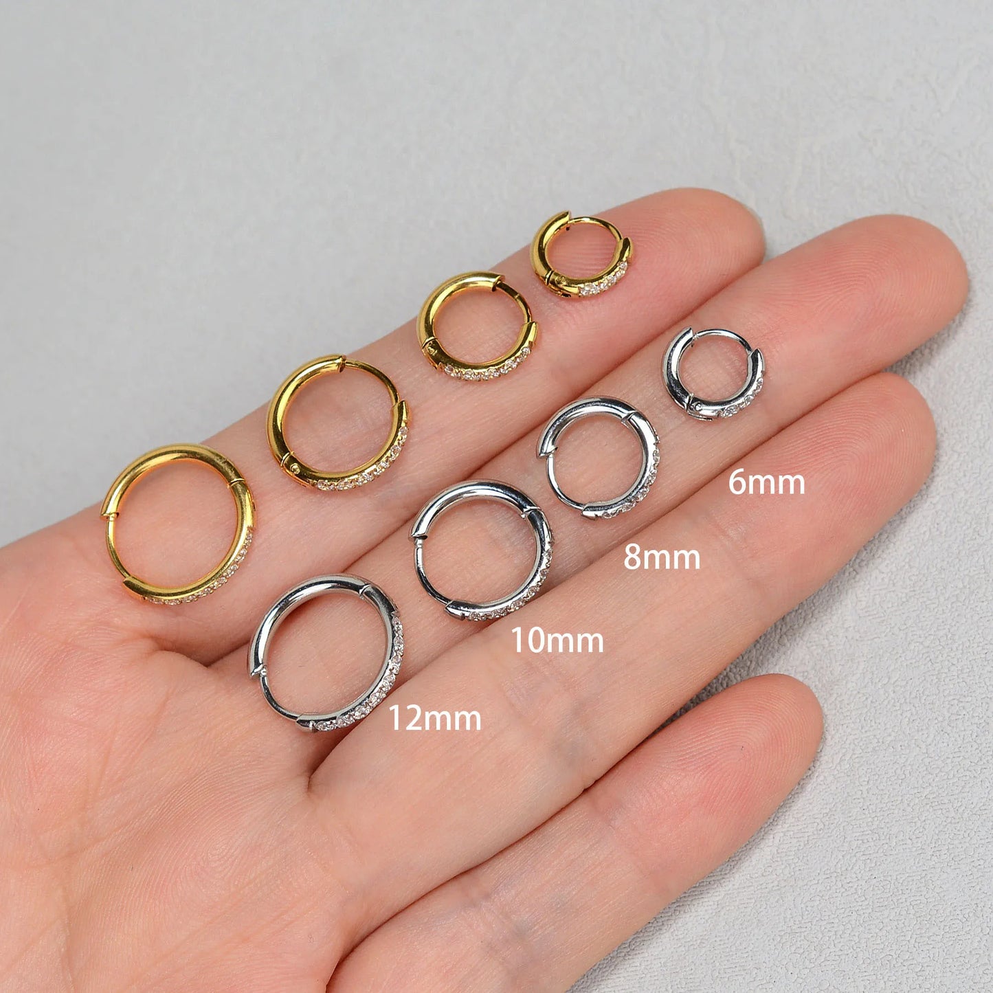 20G Stainless Steel Minimal Hoop Earring Crystal Zirconia Cartilage Helix Earring Piercing Accessory Trendy Female Hoops For Men
