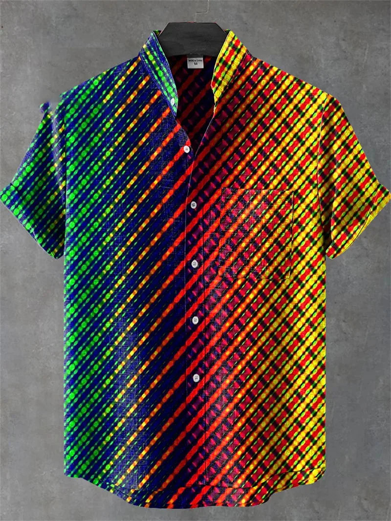 2025 Retro Ukiyo-e Pattern 3D Printing Linen Shirt Men's Fashion Shirt Summer Casual Harajuku Street Wear Vacation Shirt