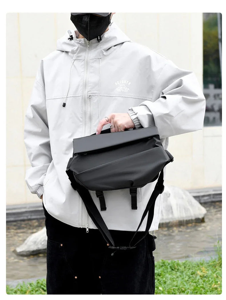 Premium Waterproof Magnetic Buckle Crossbody Bag Personality Fashion Men Messenger Bag Black Minimalist Shoulder Bags Men Bag
