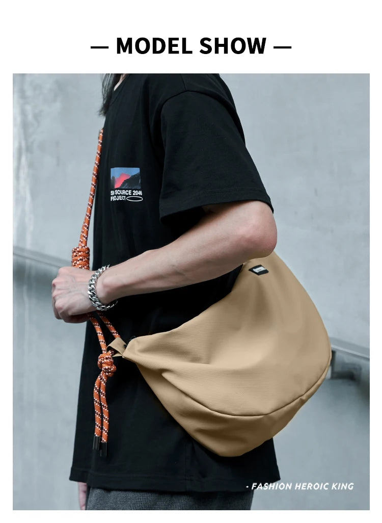 Japanese Sling Bag for Men, Waterproof Lightweight Crossbody Bag, Sports Travel Shoulder Bag Fit 12.9 inch iPad