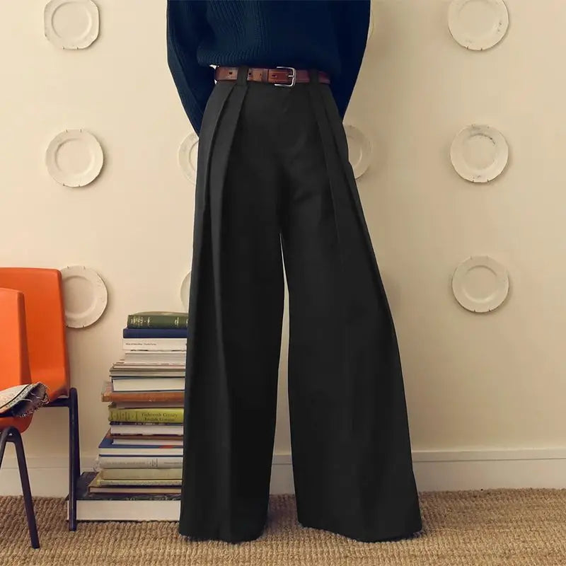 INCERUN Men Wide Leg Pants Solid Color Button Joggers Loose Pleated Casual Trousers Men Streetwear 2024 Fashion Long Pants S-5XL