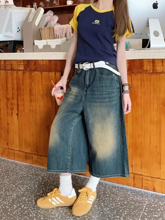 Short Jeans Women Baggy Y2k Jorts Casual Vintage Streetwear Harajuku Korean Fashion Denim Shorts Basic Summer 2025 Retro Wide