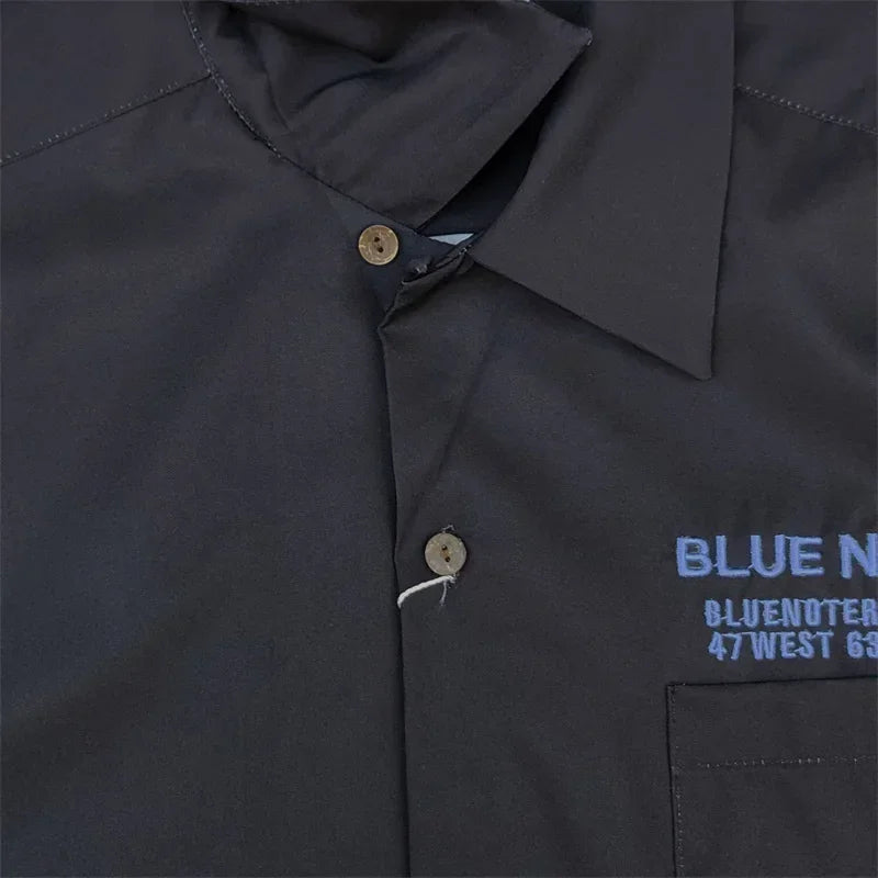 Summer Blue Letters Embroidery WACKO MARIA Shirts Men Women Graphics Print Hawaiian Short Sleeve Tee Casual Fashion Beach Shirt