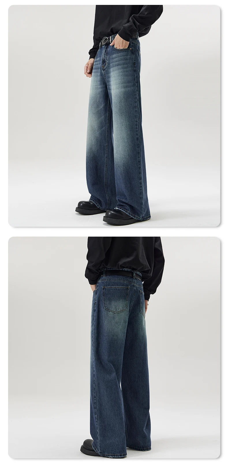 Men's Retro Jeans Korean High Street Hip-hop Loose Straight Leg Wide Leg Pants Y2k Fashion Baggy Pants Street Clothing 4 Colors