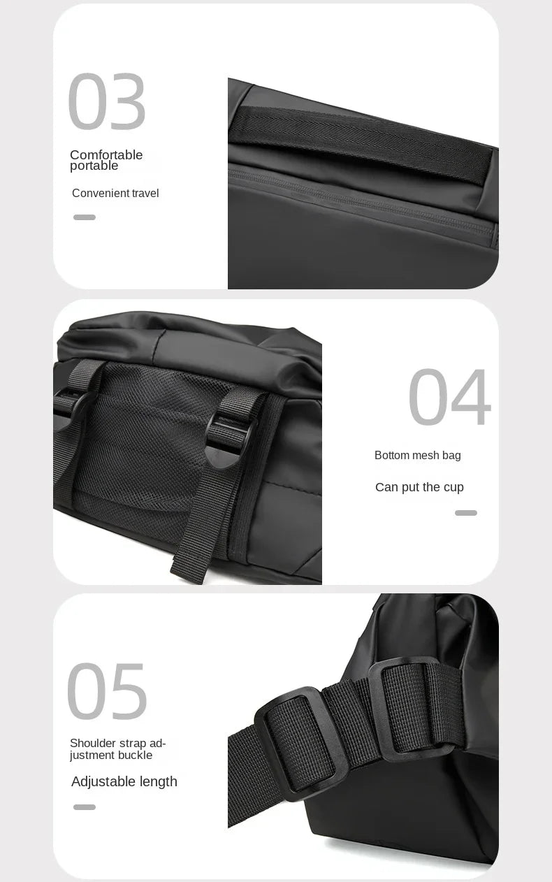 Premium Waterproof Magnetic Buckle Crossbody Bag Personality Fashion Men Messenger Bag Black Minimalist Shoulder Bags Men Bag