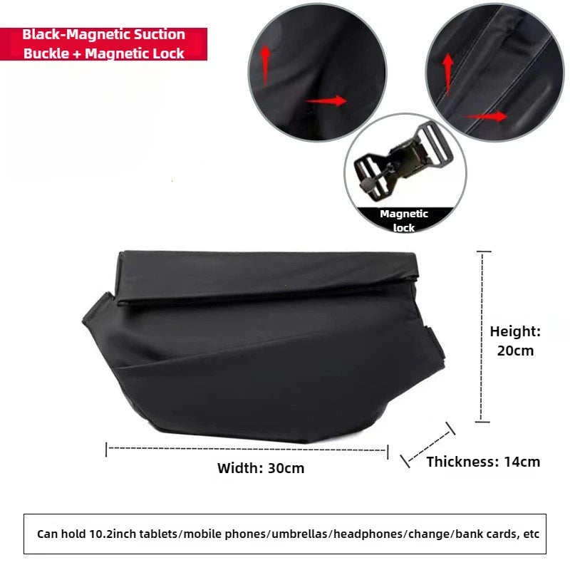 Premium Waterproof Magnetic Buckle Crossbody Bag Personality Fashion Men Messenger Bag Black Minimalist Shoulder Bags Men Bag