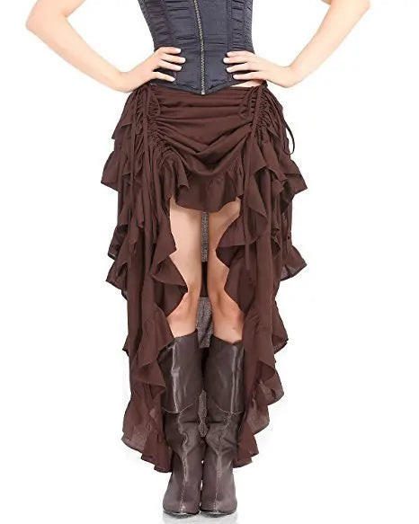 Brown Black Steampunk Skirt for Women Pirate Sexy Skirts Party Clubwear Outfit Punk Burlesque Costumes Accessories Plus Size