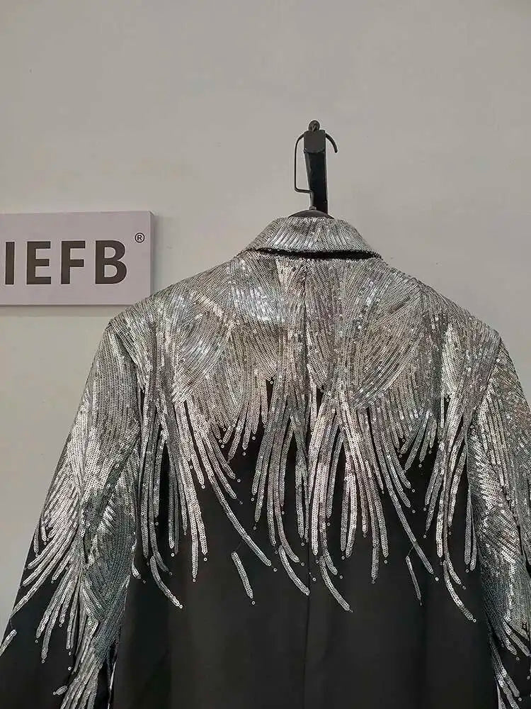 IEFB Embroidery Sequin Trendy Casual Men's Blazer Spring New Fashion Male Jacket Streetwear Suit Coat Personality 9Y9245