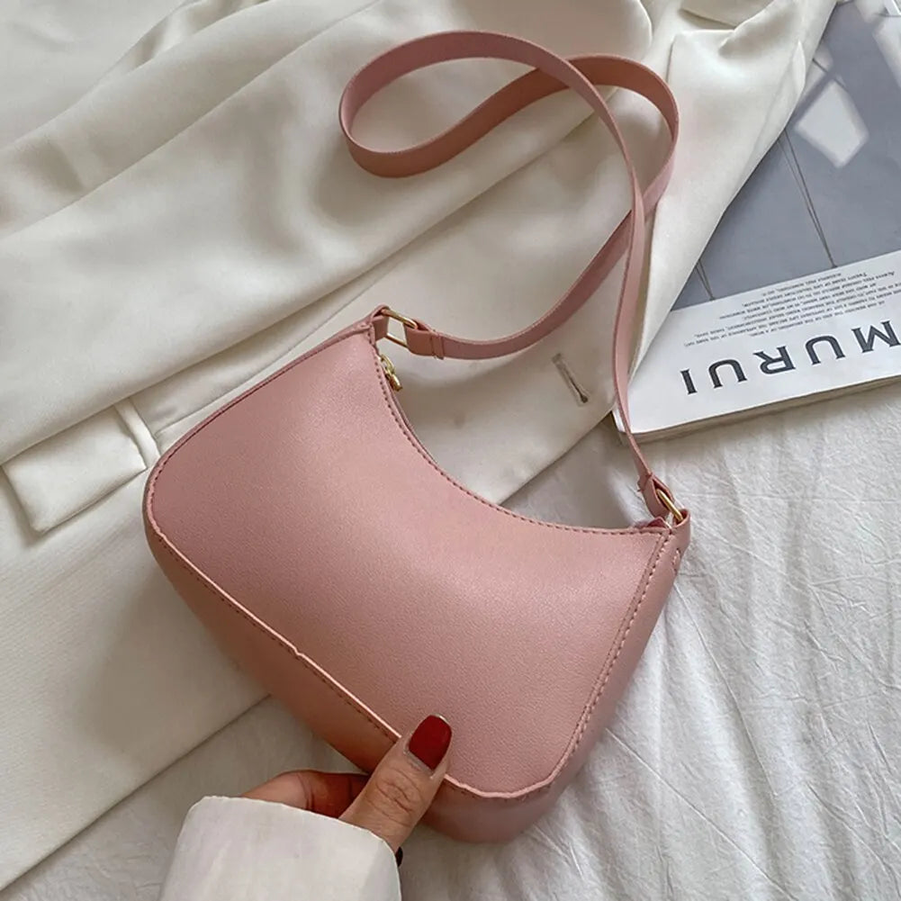 New Women's Fashion Handbags Retro Solid Color PU Leather Shoulder Underarm Bag Casual Women Handbags Designer Bag for Women