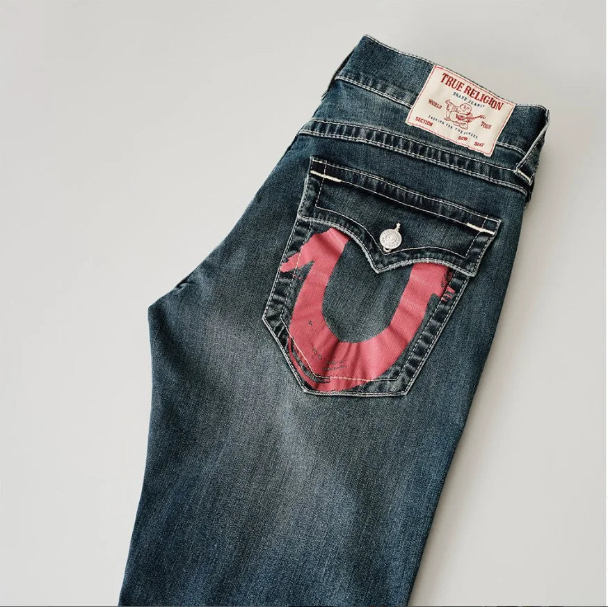 New High Waist 2025 American Retro Plant Flower Print Ladies Commuter Wide-leg Jeans Youthful and Beautiful Out of The Street