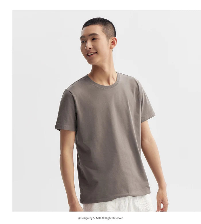 Semir Short Sleeve T-Shirt Men 2024 Summer New Simple Solid Colour Top Slim Pullover Summer Clothing T Shirt