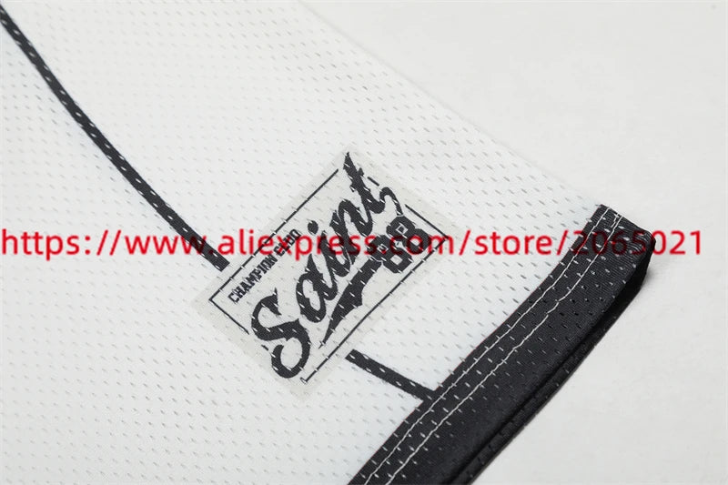 Black White Patchwork Mesh Saint T-Shirt Men Women High Quality Short Sleeve Tee Loose T Shirt