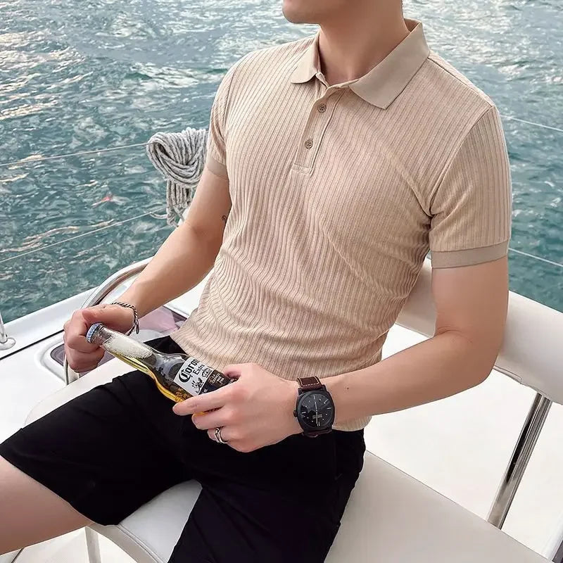 Trendy Men's Half Sleeve Polo Shirt Summer Ice Silk Short Sleeve Casual Lapel Top For Fashionable Men's Wear 2024