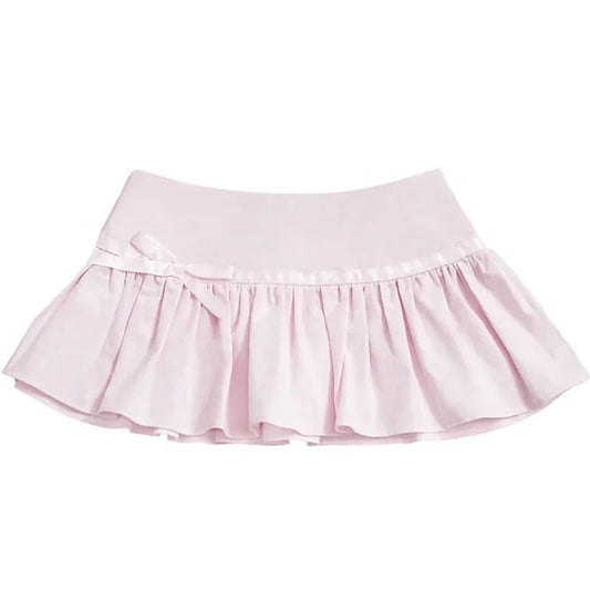 EMO Cute Punk Bow tie Y2K Skirt Bow Retro Streetwear Mini Skirt Grunge Goth Spice Girls Low Rise Skirts Hiphop Casual Midi Skirt