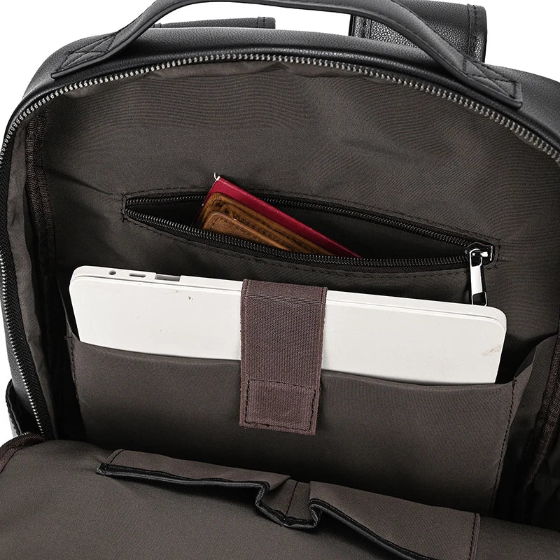 Vintage Travel Backpack leather double zipper bagpack male crazy horse leather backpack handmade leather travel bag men bag