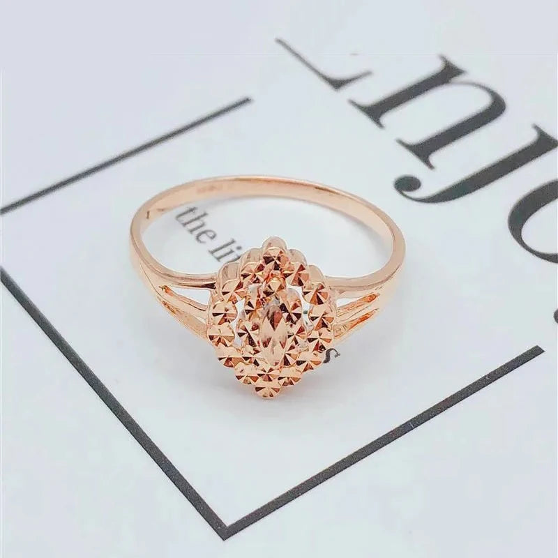 585 Purple Gold Plated 14K Rose Gold New Olive Type Shiny Rings For Women Open Fashion Exquisite Charm Jewelry Party Gift