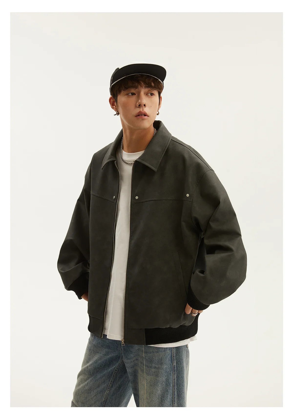 American Style Vintage Lapel Jacket For Men Loose Fit Versatile Autumn Winter Trendy Hong Kong Style Couple Workwear Jacket