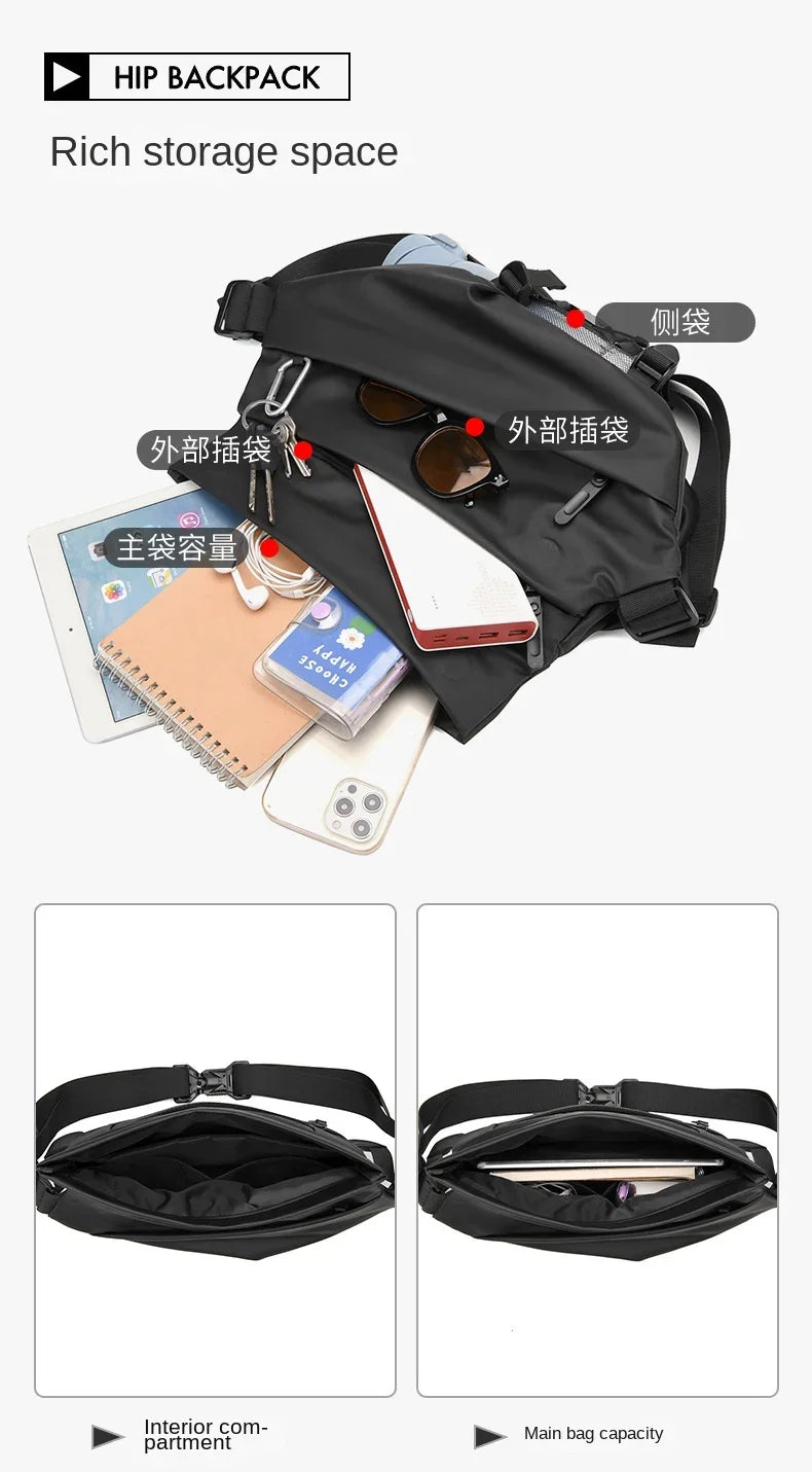 Premium Waterproof Magnetic Buckle Crossbody Bag Personality Fashion Men Messenger Bag Black Minimalist Shoulder Bags Men Bag
