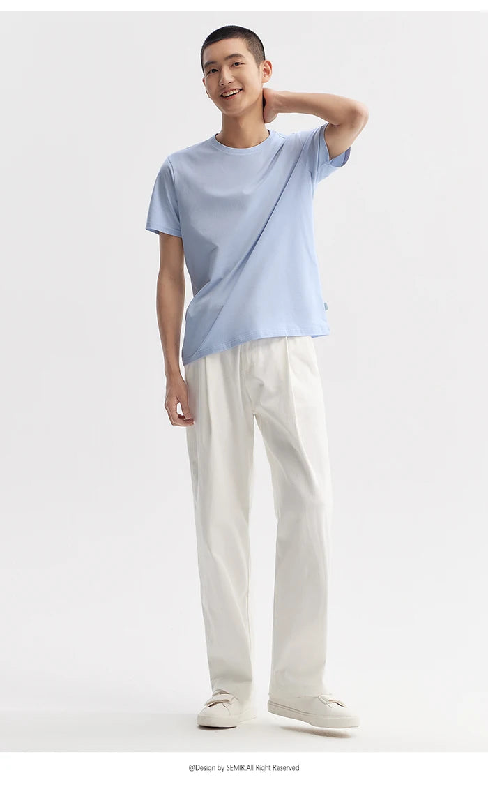 Semir Short Sleeve T-Shirt Men 2024 Summer New Simple Solid Colour Top Slim Pullover Summer Clothing T Shirt