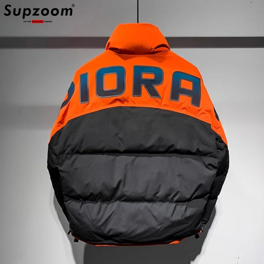 Supzoom New Arrival Casual Mens Collar Color splicing Winter Trendy Bread Couple Starry Thickened Coat Cotton-padded Jackets