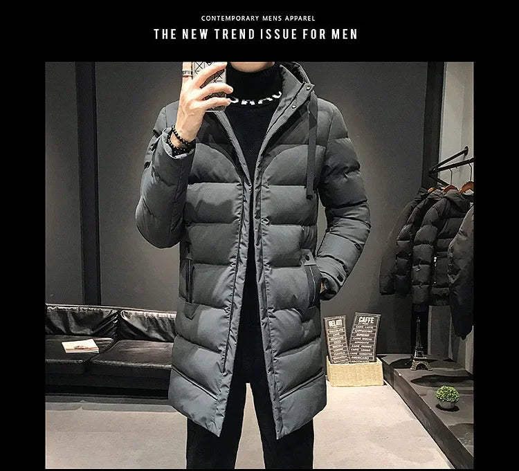 Men Long Down Jackets Winter Coats Chaquetas Hooded Casual Winter Parkas High Quality Male Green Warm Parkas Coats Size 8XL