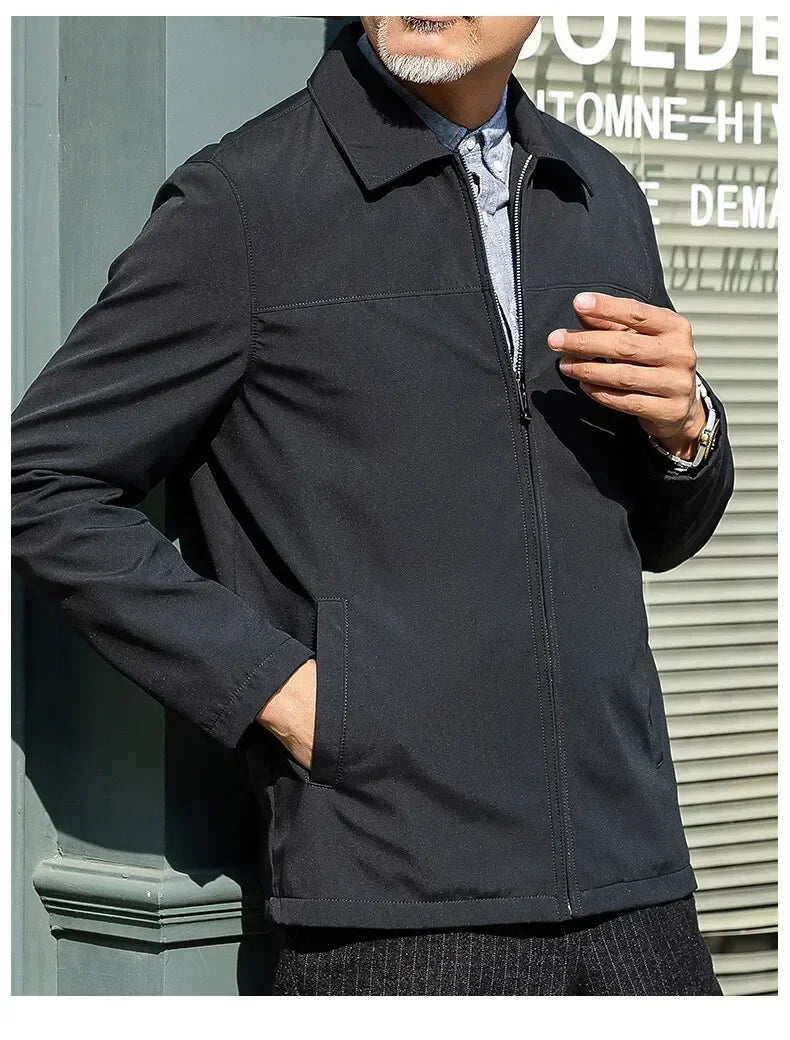 Business Casual Jacket Dad Outer Suit Coat New Men's Middle-aged and Elderly Stand-up Collar Plus Size Spring and Autumn