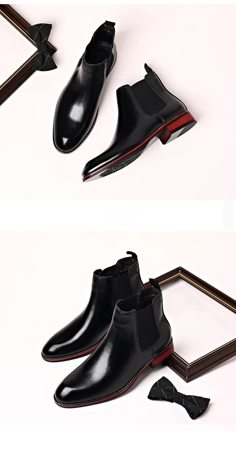 Men's Classic Retro Chelsea Boots Mens Fashion Leather Ankle Boots Men British Style Short Boots High-top Casual Shoes