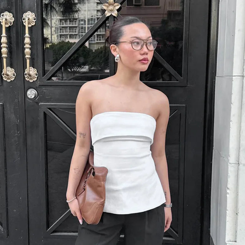 Solid Tube Tops For Women Strapless Bra Turndown Slash Neck Lenceria Femenina Backless Bralette Femme Split Bandeau Top Sexy