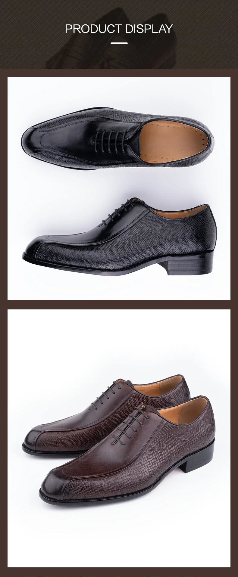 Deluxe Men's Leather Shoes Formal Dress Shoes Wedding Party  Oxford Handmade Comfortable Lace Up Genuine Leather Men's Shoe
