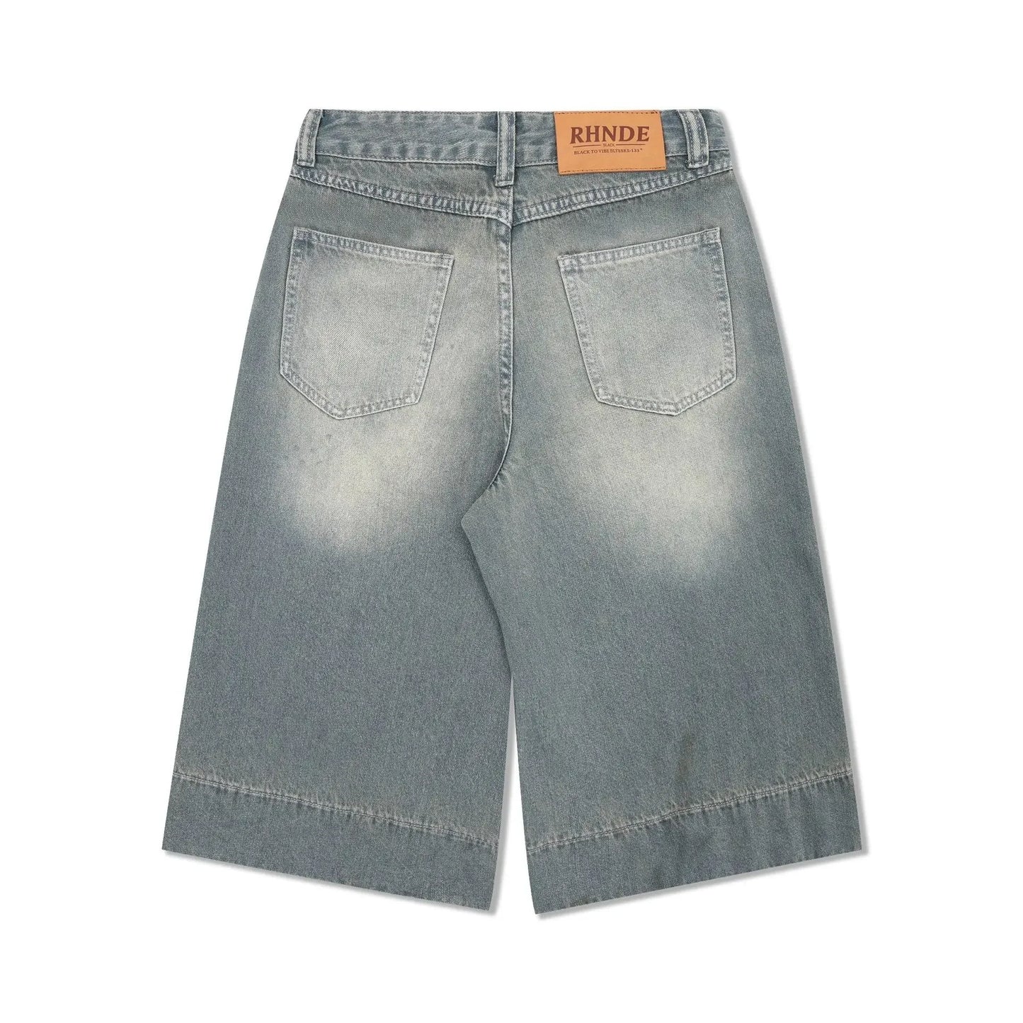 2024 Summer New Style Vintage Wide-leg Jeans 7-point Straight Leg Denim Mid-length Shorts For Men American Retro Loose Fit