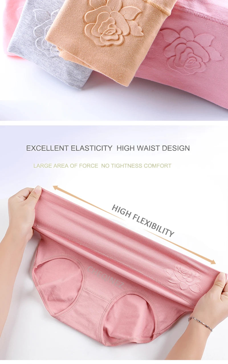 4Pcs/Set High Waist Underwear Cotton Panties Women Body Slimming Solid Briefs Plus Size Underpants Female Breathable Lingeries