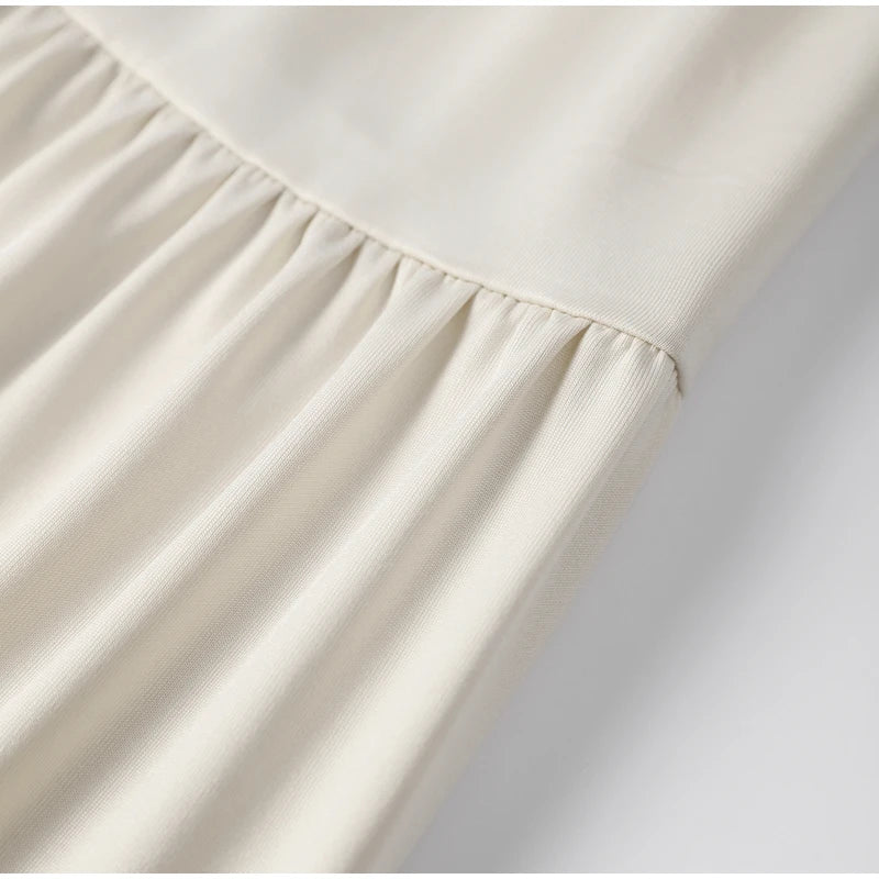Fashion Solid Folds Long Skirt Sets For Women Summer Sexy Off Shoulder V-neck Cropped Tops High Waist Long Skirts 2 Pieces Sets