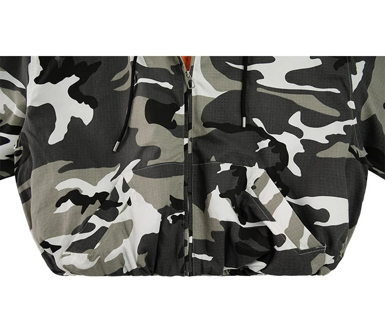 Tung Sung Camouflage Hooded Puffer Jacket Men's and Women's Loose Short Coat Men Winter