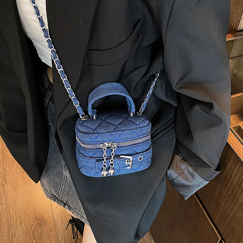 Jeans Mini Crossbody Bag Waistbag for Women Casual Durable Cute Bag for Girl Small Belt Kids Snack Cosmetic Makeup Shoulder Bags