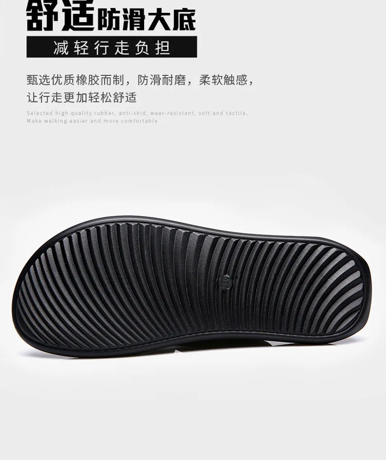 Sandals Men Leather Luxury Brand New Fashion Summer Men Shoes Vintage Flats Casual Non-slip Beach Sandals Men