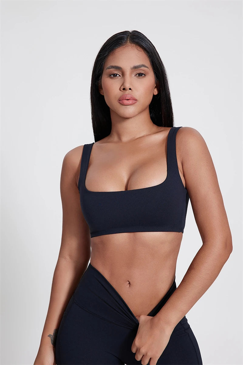 Solid Color Sports Bra Push Up Gym Underwear Women Breathable Yoga Vest Clothes High Impact Fitness Workout Top With Chest Pad