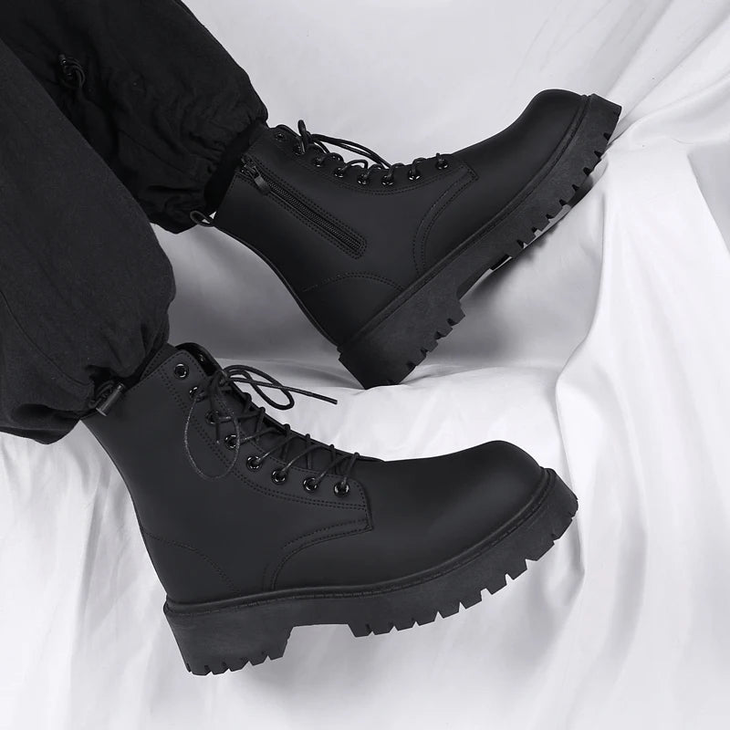 Luxury Brand Boots Chelsea Men's Boots Leather Men Designer Boots Fashion Casual Business Black Boots Thick Soled Mid Top Boots