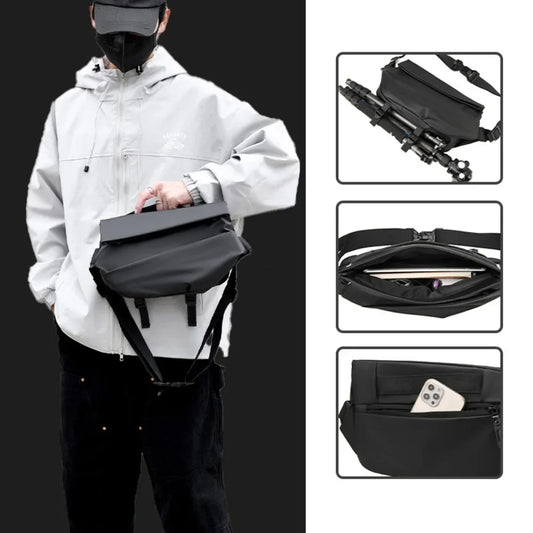 Premium Waterproof Magnetic Buckle Crossbody Bag Personality Fashion Men Messenger Bag Black Minimalist Shoulder Bags Men Bag