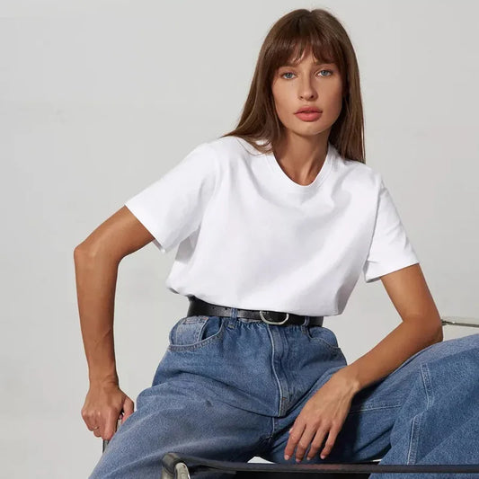 3XL 4XL 100% Cotton Women s T shirt Oversized Casual Solid Tees Short Sleeve Summer Top Plain Streetwear Quality Basic Clothing