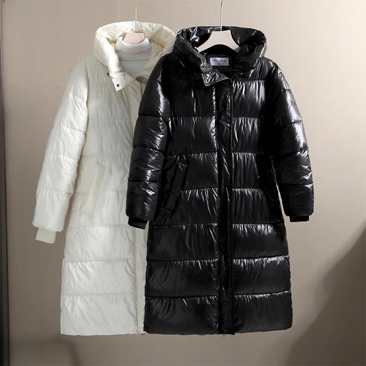 Fashion Black Long Parka Plus Size 3XL Men's Jacket 2023 Hooded Winter Jacket Coat Men Glossy Windproof Warm Outwear Streetwear