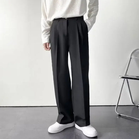 White Loose-fit Straight-leg Trousers For Men Autumn Casual Pants Suitable For Casual Occasions No Ironing Required