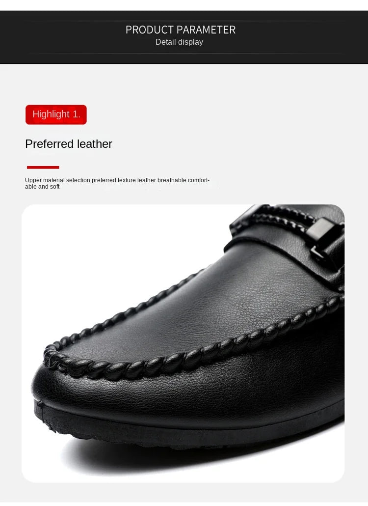 Men's Formal Summer Soft Sole Business Work Shoes Waterproof Lightweight Genuine Leather Men's Loafers Men's Flat Breathable