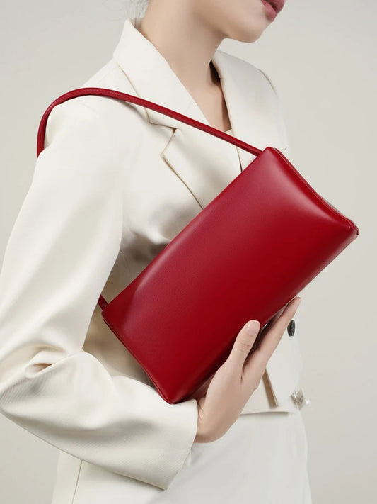 Zency 2024 New Luxury Handbag Fashion Women Leather Shoulder Bag Ladies Underarm Bag Sac De Femme Red Bride Wedding Bags