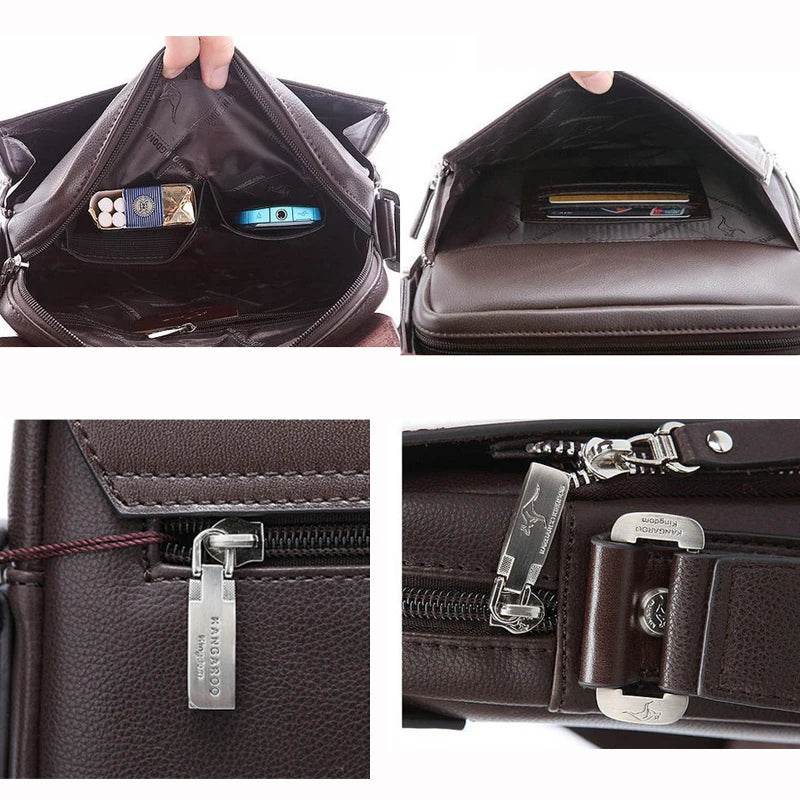 New Luxury Business Crossbody Bag Male Leather Classic Men Bag Vintage Casual Men Messenger Shoulder Bag Men Handbags