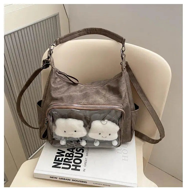 MBTI Casual Ita Bag for Women Fashion Aesthetic Y2k Large Capacity Shoulder Bag Transparent Daily Advanced Harajuku New Handbag