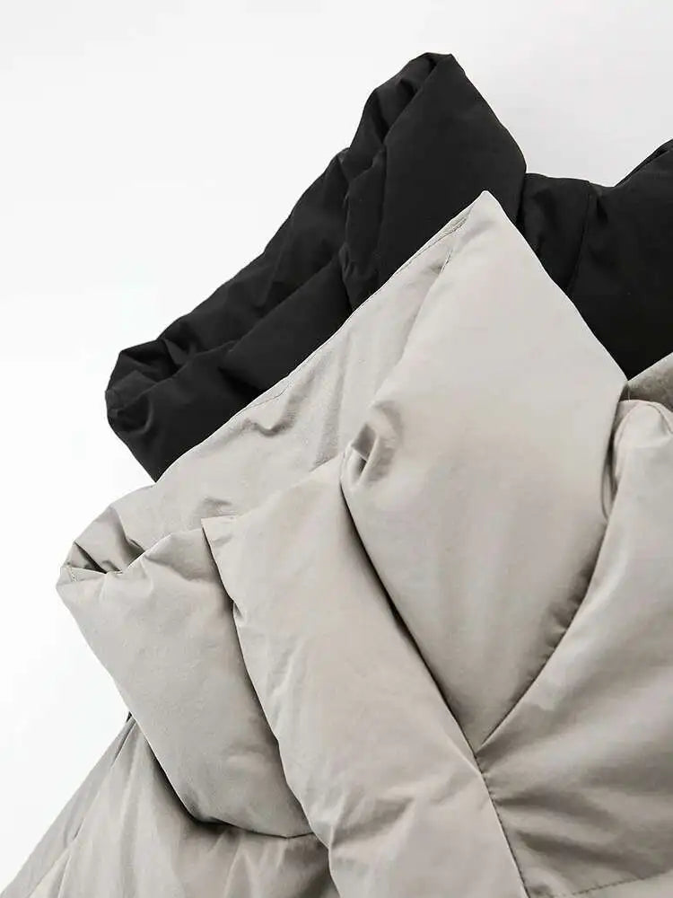 PFNW American Simple Stand Collar Short Cotton-padded Coat Men's Black Loose Zipper Quilted Padded Jacket Winter Clothes CPG2211