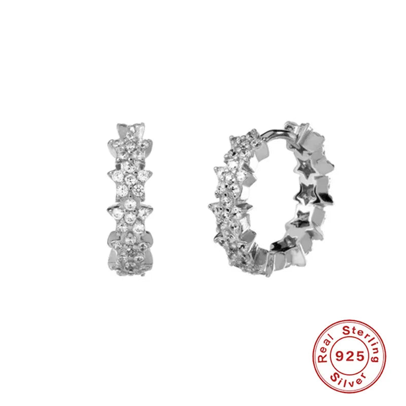 CANNER White Zircon Simple Love Round Earring For Women 925 Sterling Silver Earrings Hoops Pendiente Plata Piercing Gold Jewelry