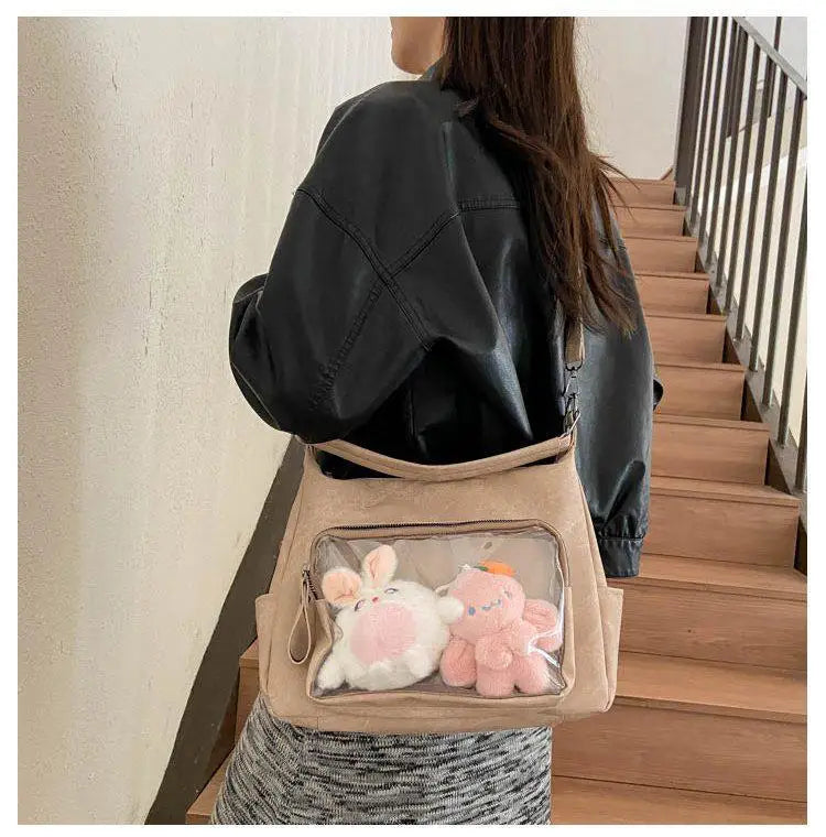 MBTI Casual Ita Bag for Women Fashion Aesthetic Y2k Large Capacity Shoulder Bag Transparent Daily Advanced Harajuku New Handbag