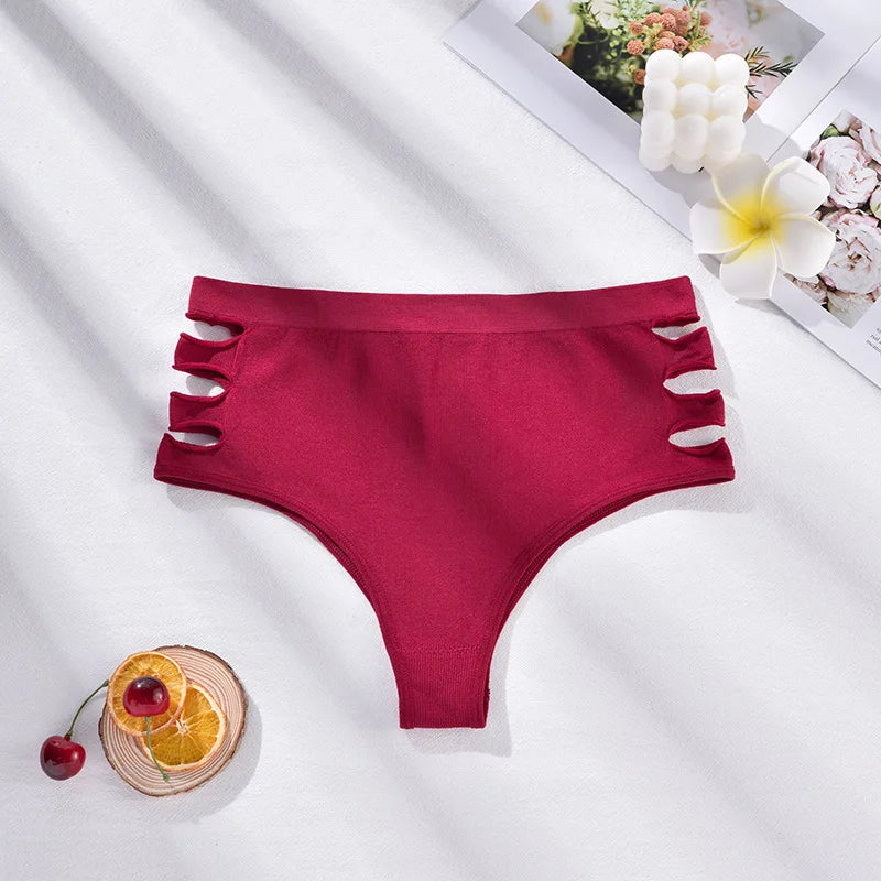 Sexy Women's Lingerie Panties Plus Size High Waist Briefs Comfort Solid Intimates Women Underwear Women Hollow Out Briefs S-4XL
