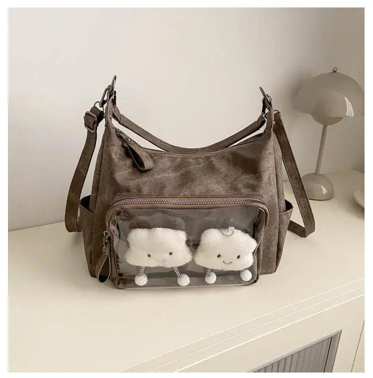 MBTI Casual Ita Bag for Women Fashion Aesthetic Y2k Large Capacity Shoulder Bag Transparent Daily Advanced Harajuku New Handbag